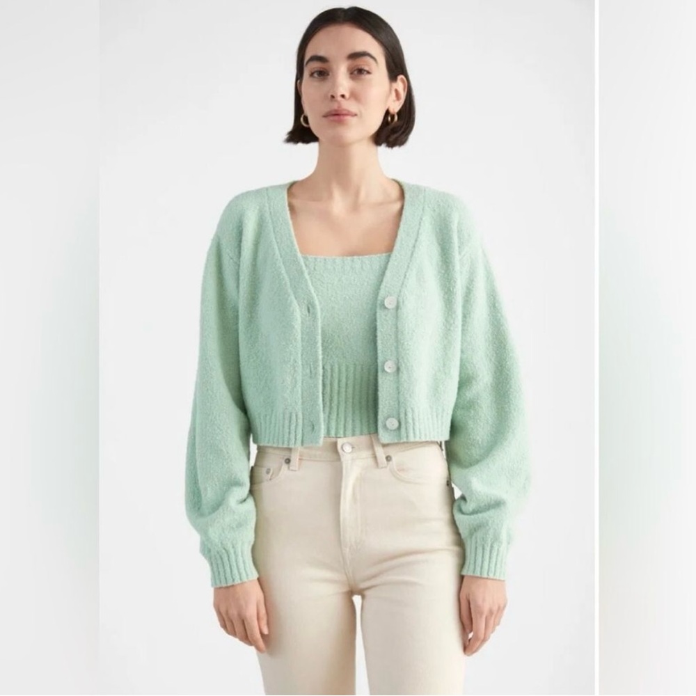 & Other Stories Mint Green Cropped Cardigan
